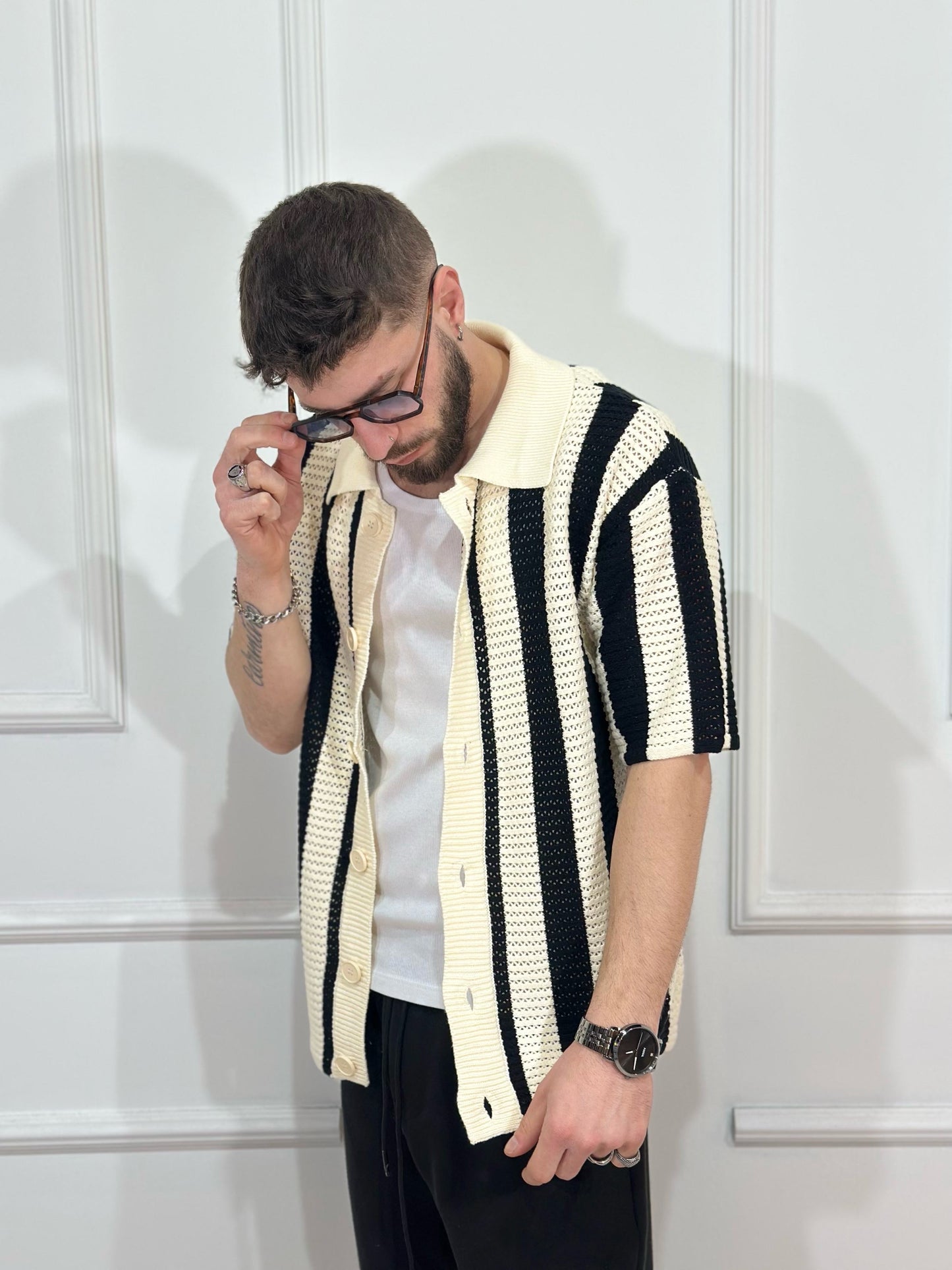 Camicia squadrata oversize oreo