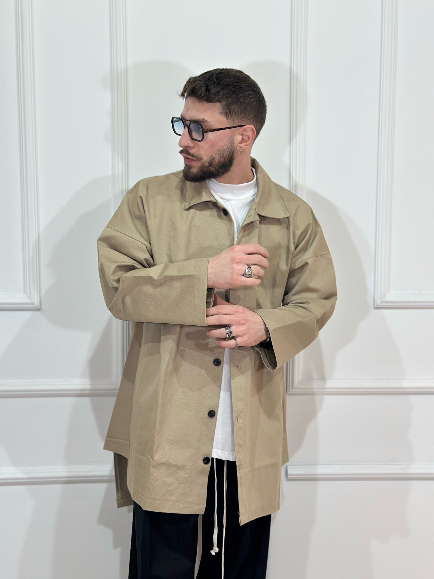 Camicia oversize beige