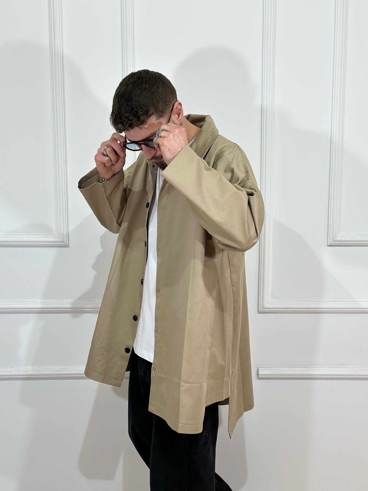 Camicia oversize beige