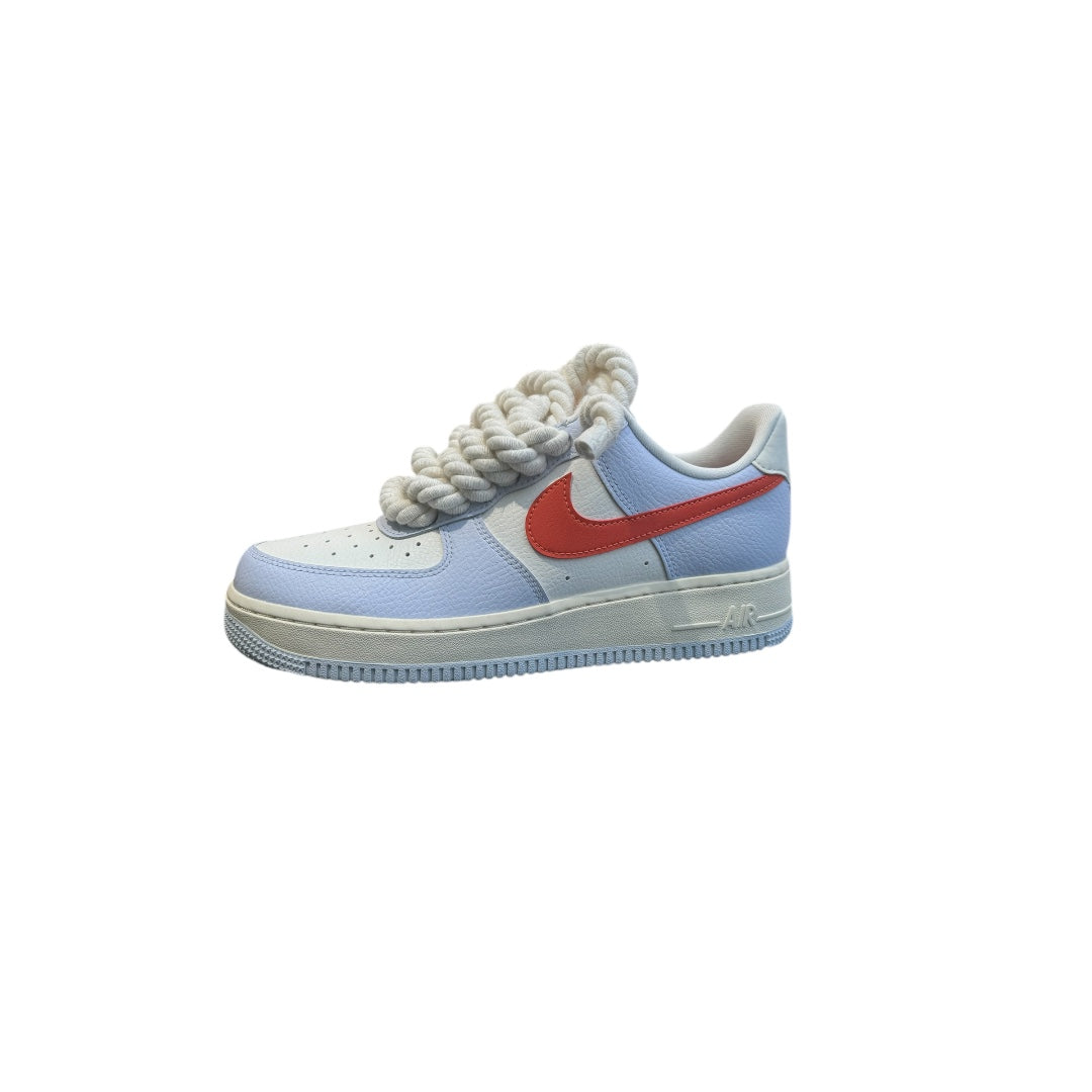 Air force one orange and sky White custom rope beige