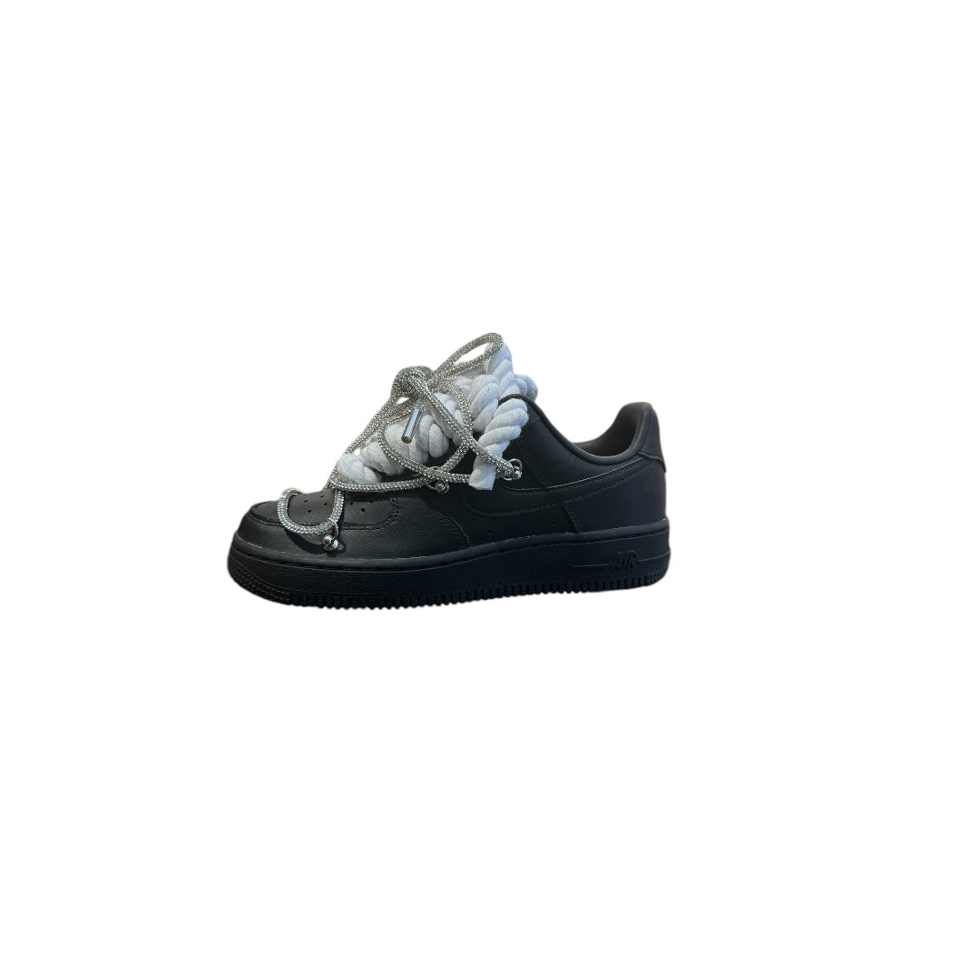 Air force one black custom rope white brill