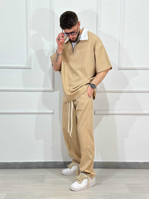 Completo old con zip beige