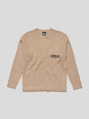 MAGLIONE COMME des FUCKDOWN   CON EFFETTO SOVRAPPOSTO SUL COLLO E RICAMO • BEIGE