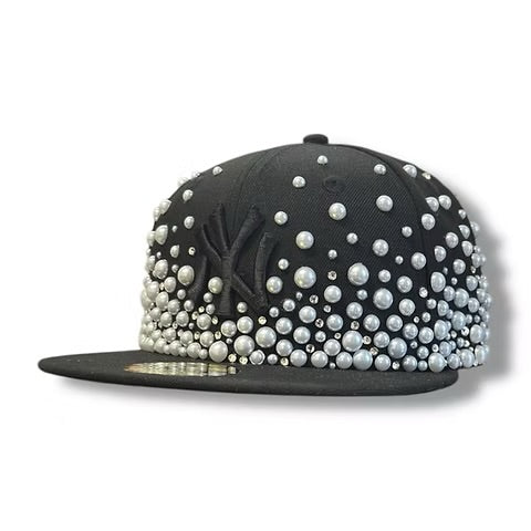Cap 9fifty NY black custom hall pearl