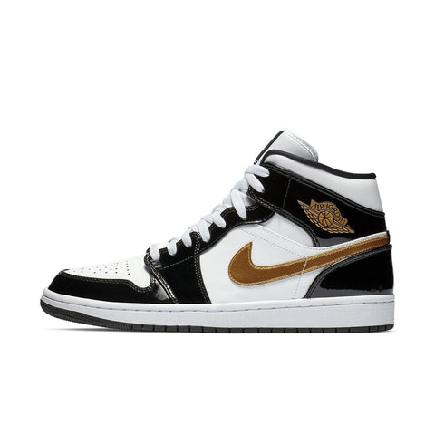 Jordan 1 Mid patent Gold black