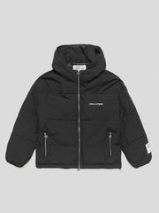 GIUBBOTTO COMME des FUCKDOWN  IN NYLON CON STAMPA SUL DAVANTI E SUL RETRO • NERO