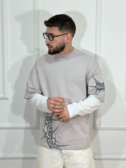 long sleeve spine beige