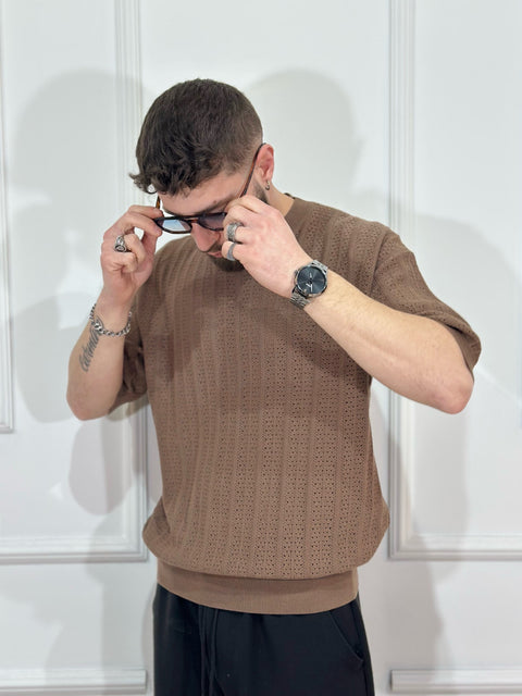 Maglia casual uomo brown forel