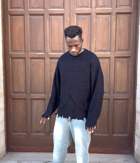 Maglione Black Destroyed