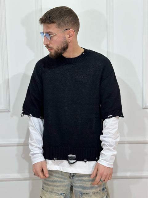 long sleeve destroyed black