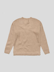 MAGLIONE COMME des FUCKDOWN   CON EFFETTO SOVRAPPOSTO SUL COLLO E RICAMO • BEIGE