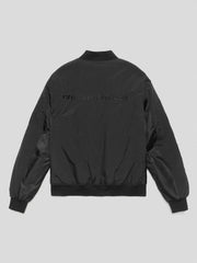 GIUBBOTTO COMME des FUCKDOWN  BOMBER CON ZIP ARROTONDATA SU TASCHE ANTERIORI, PATCH E RICAMI • NERO