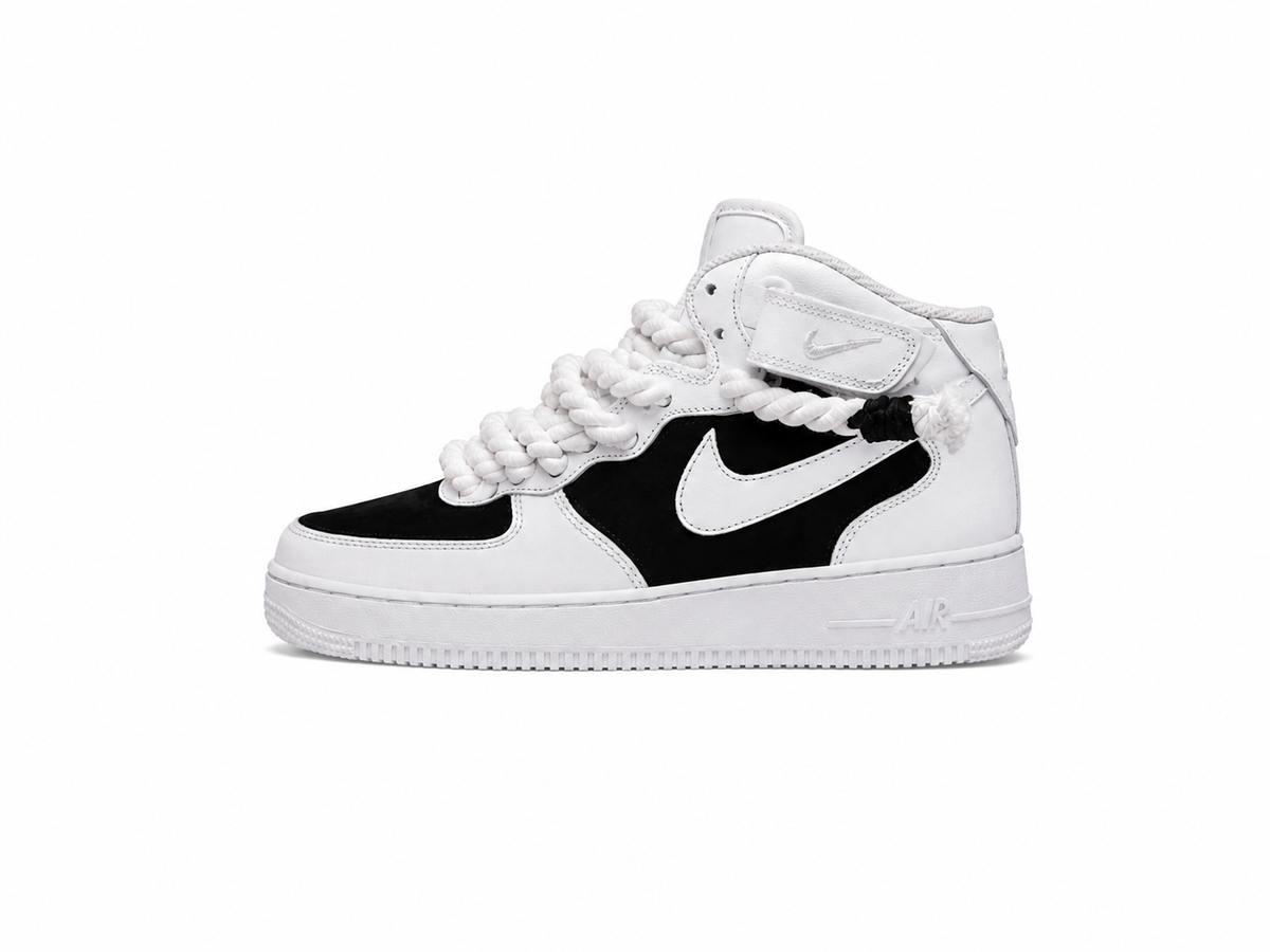 Air force Mid White Custom Black Camo