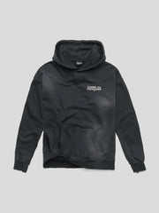 FELPA COMME des FUCKDOWN CAPPUCCIO TINTA CON STAMPA SUL DAVANTI E RETRO • NERO