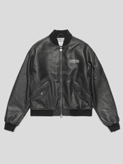 BOMBER COMME des FUCKDOWN  IN ECOPELLE CON RICAMO E PATCH • NERO