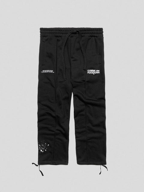 COMME des FUCKDOWN PANTALONE CON NERVATURE E STAMPA • NERO