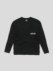 MAGLIONE COMME des FUCKDOWN   CON EFFETTO SOVRAPPOSTO SUL COLLO E RICAMO • NERO