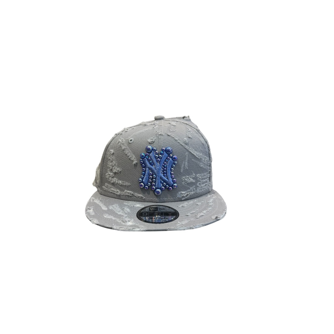 Cap 9fifty NY grey blue custom pearl little blue”