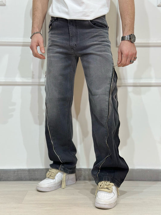 JEANS GREY CON ZIP